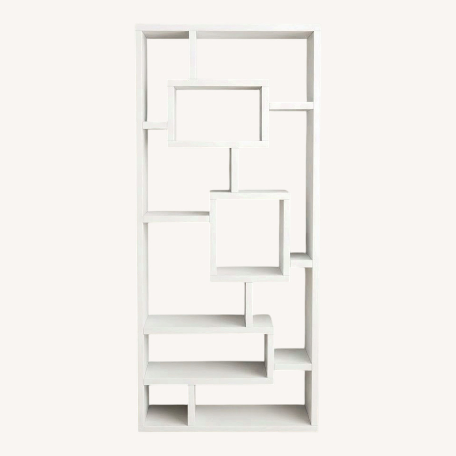Set of 2 Modern White Bookcases - image-0