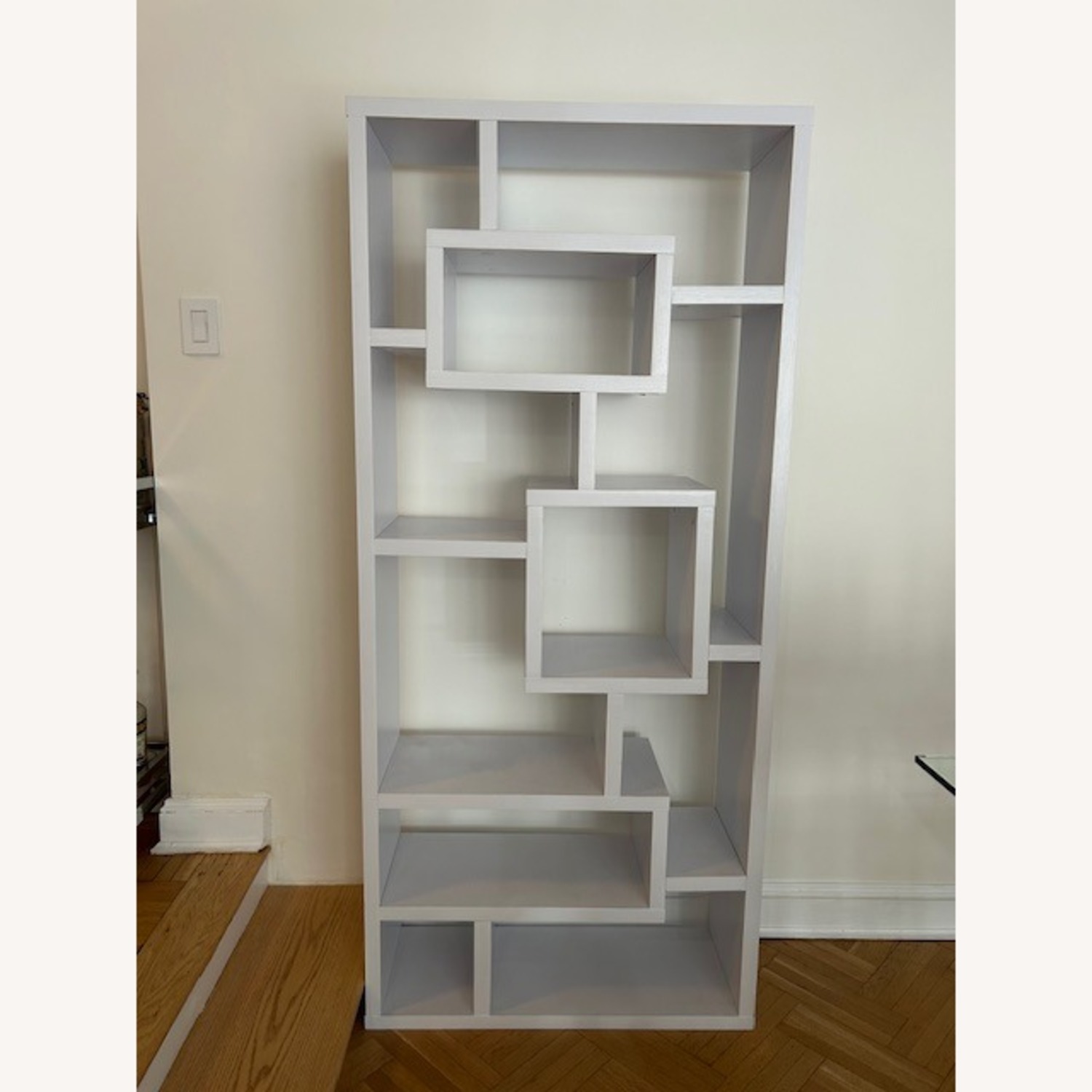 Set of 2 Modern White Bookcases - image-1