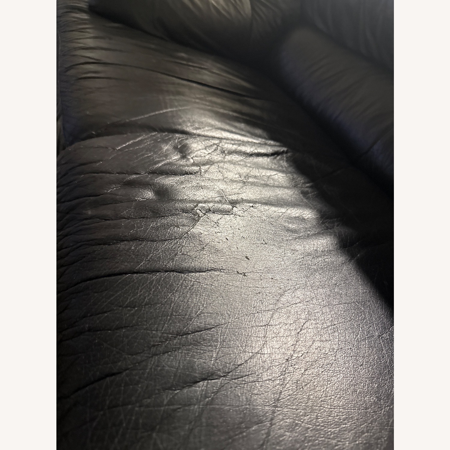 Vintage/Antique Black Leather 2 Seater Sofa - image-7