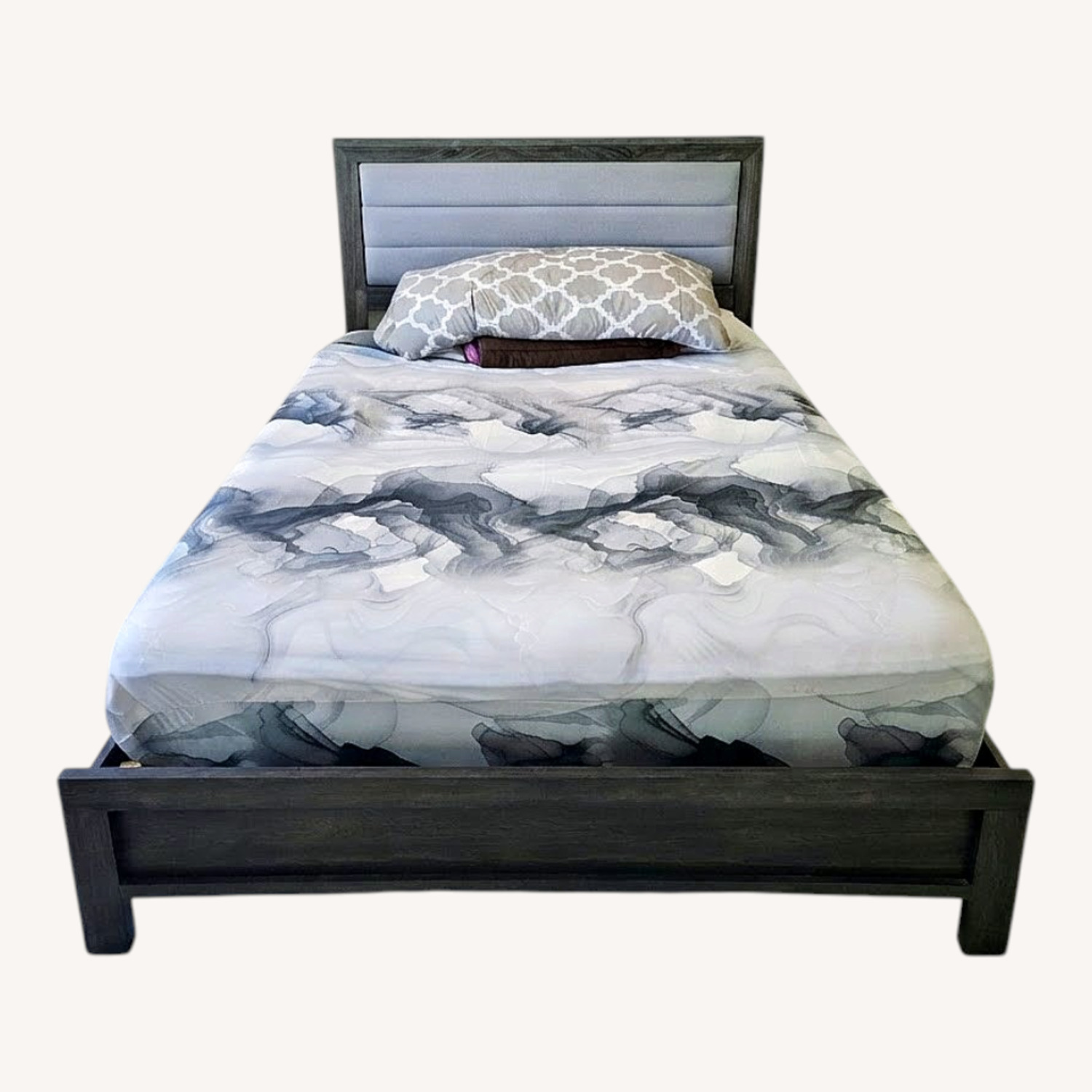 Queen Bed Frame with Upholstered Headboard - image-0