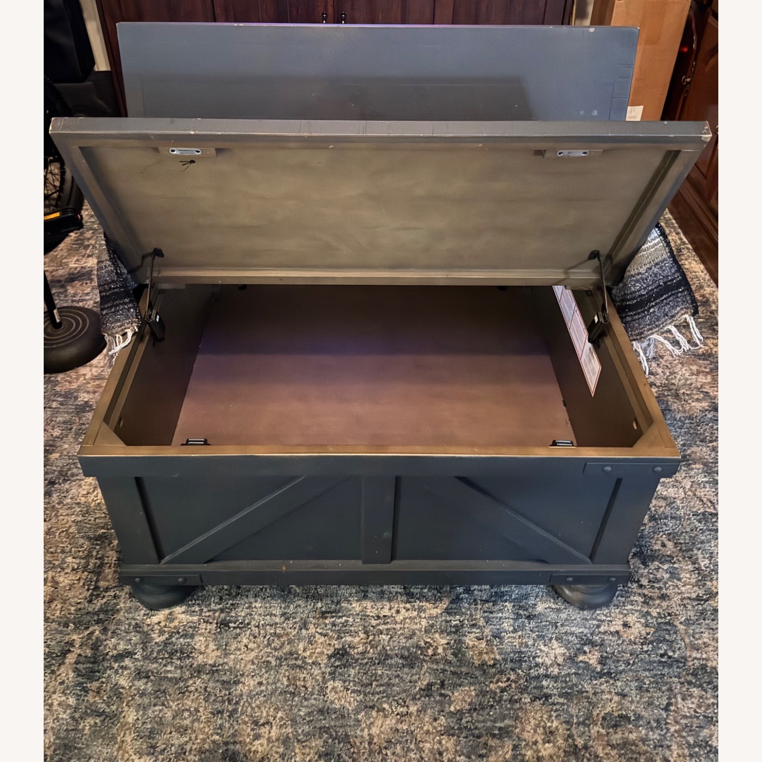 Dark Gray Farmhouse Storage Trunk Coffee Table - image-4