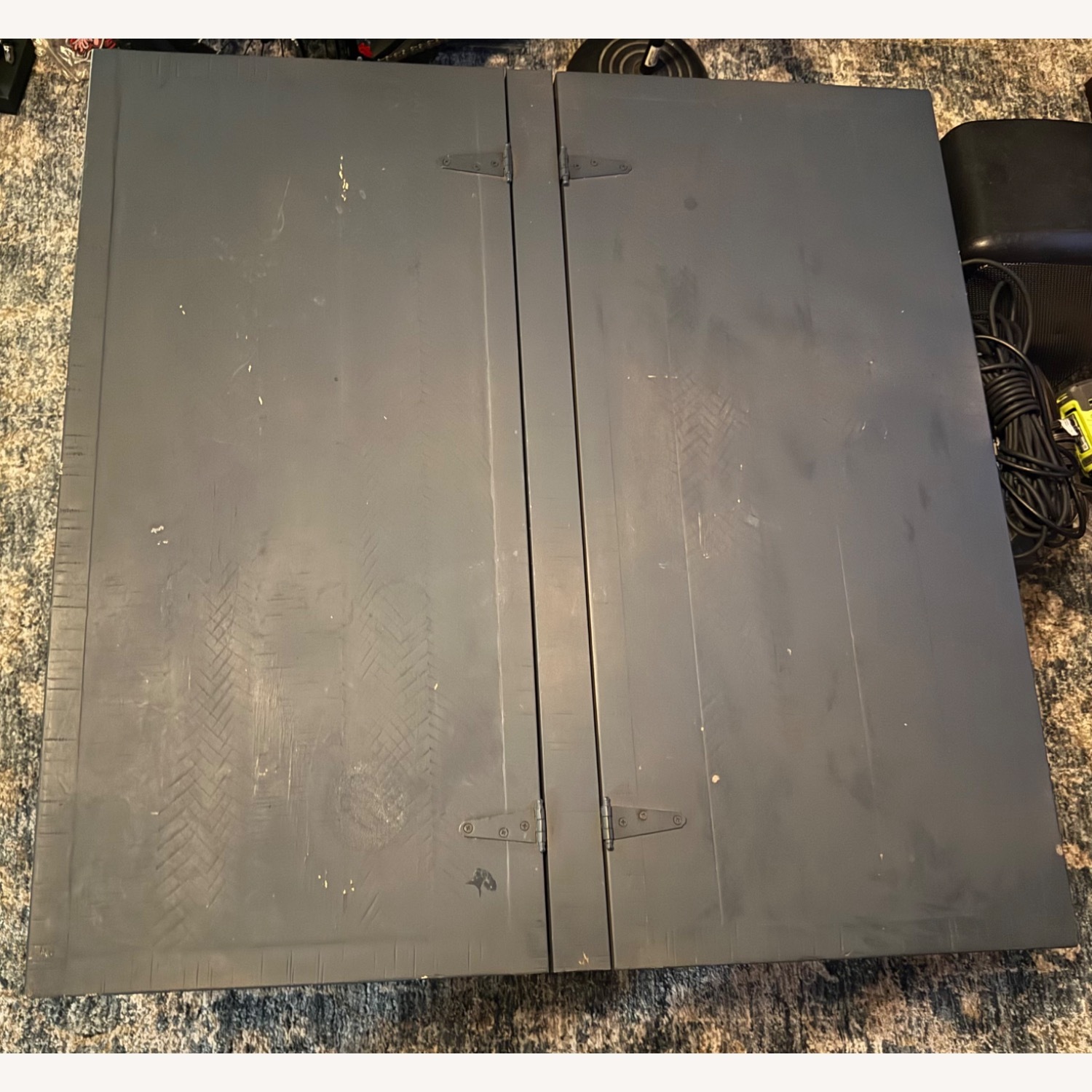 Dark Gray Farmhouse Storage Trunk Coffee Table - image-3