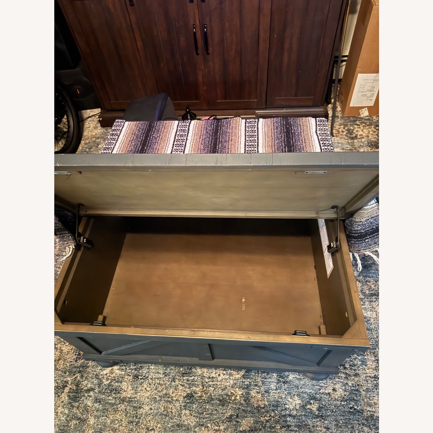 Dark Gray Farmhouse Storage Trunk Coffee Table - image-5