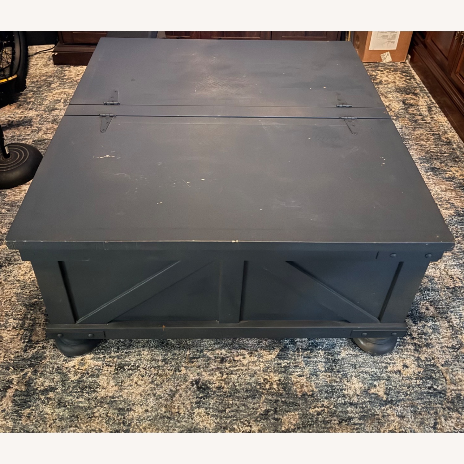 Dark Gray Farmhouse Storage Trunk Coffee Table - image-1