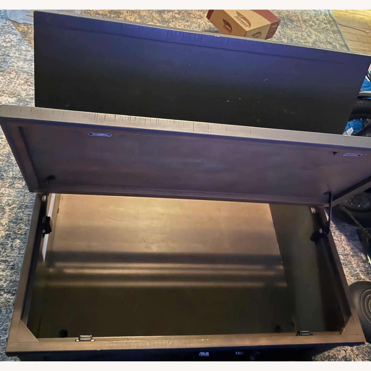 Dark Gray Farmhouse Storage Trunk Coffee Table - image-2