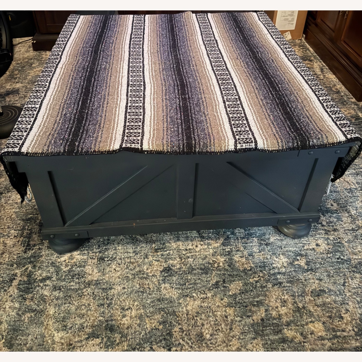 Dark Gray Farmhouse Storage Trunk Coffee Table - image-7