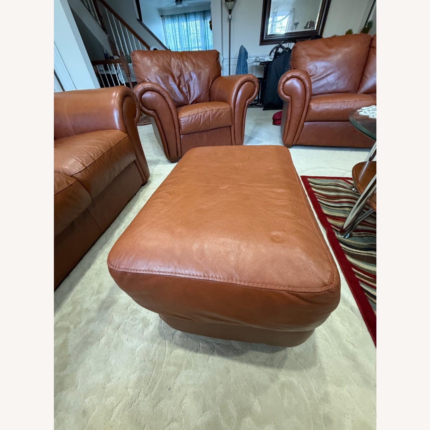 Red Leather 3+ Seater Sofa - image-4