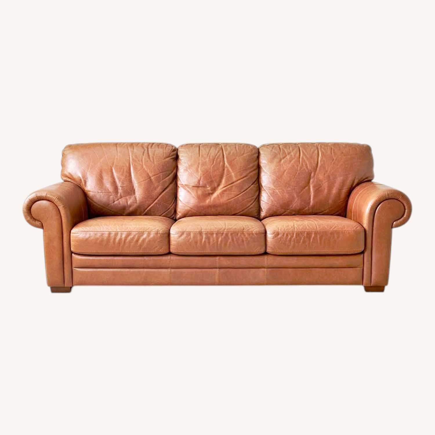 Red Leather 3+ Seater Sofa - image-0