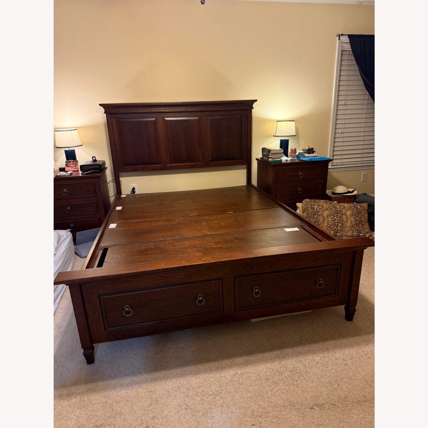 Solid Wood Cherry Platform Queen Bedframe - image-1