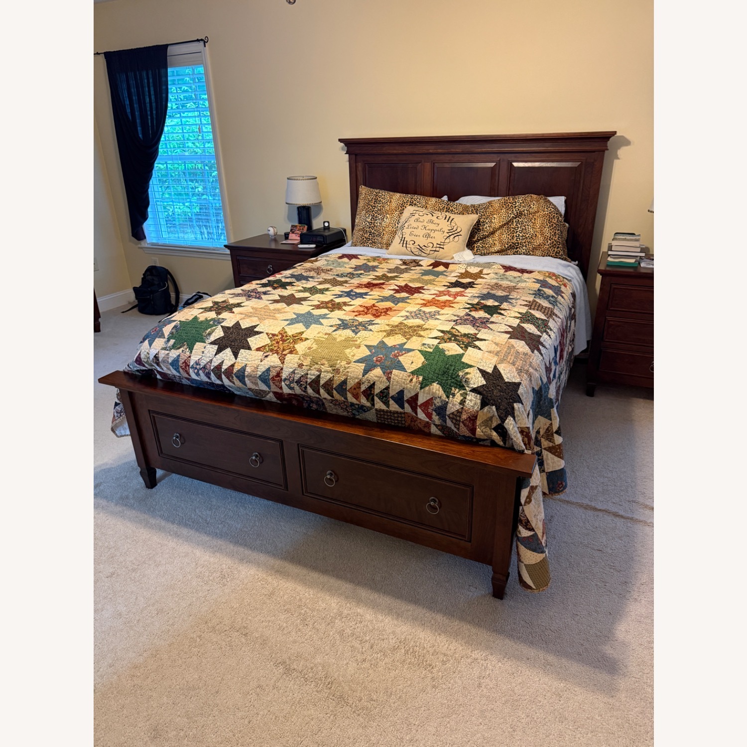 Solid Wood Cherry Platform Queen Bedframe - image-2