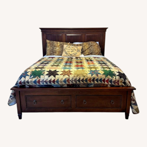 Used Solid Wood Cherry Platform Queen Bedframe for sale on AptDeco