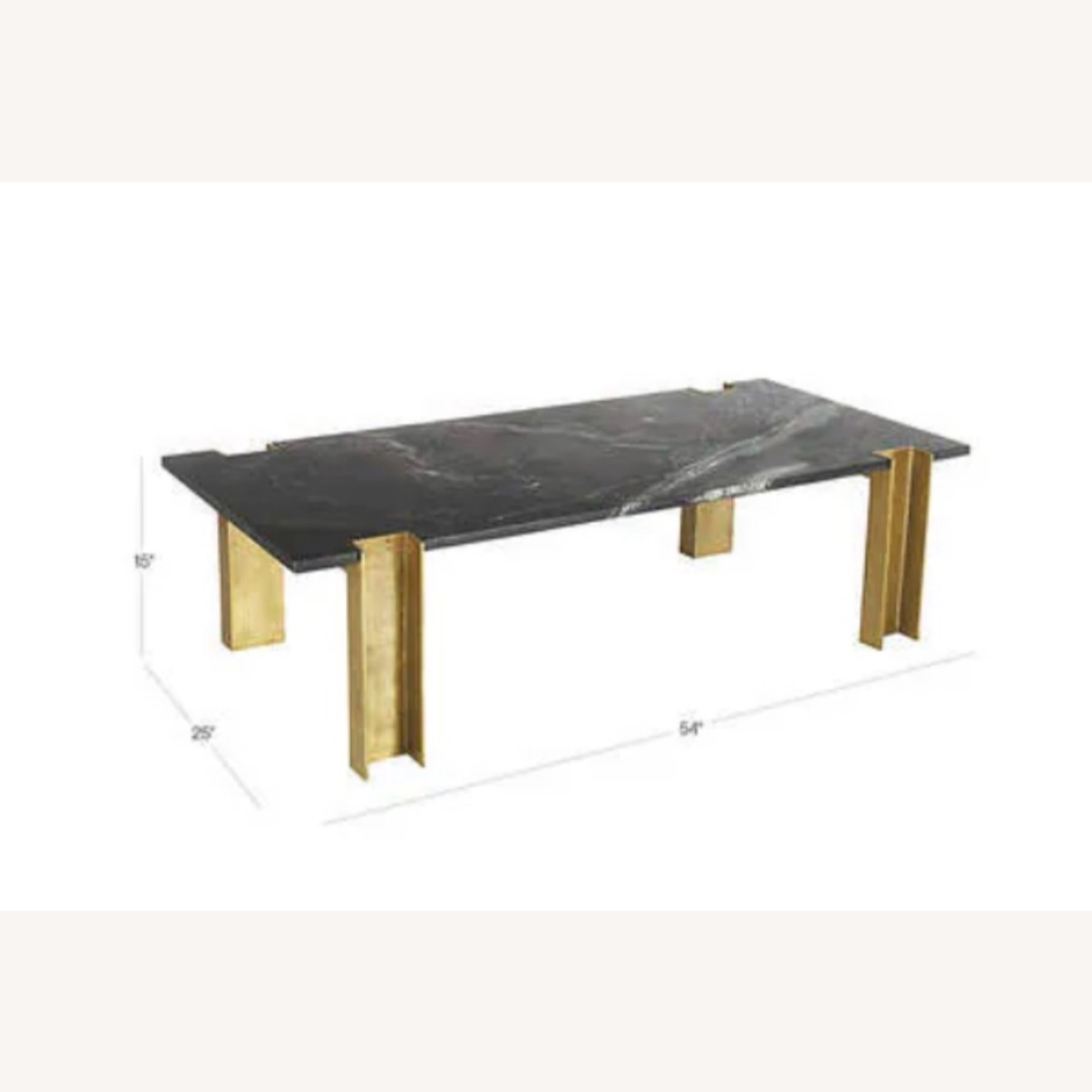 CB2 Black Marble Coffee Table with Brass Legs - image-3