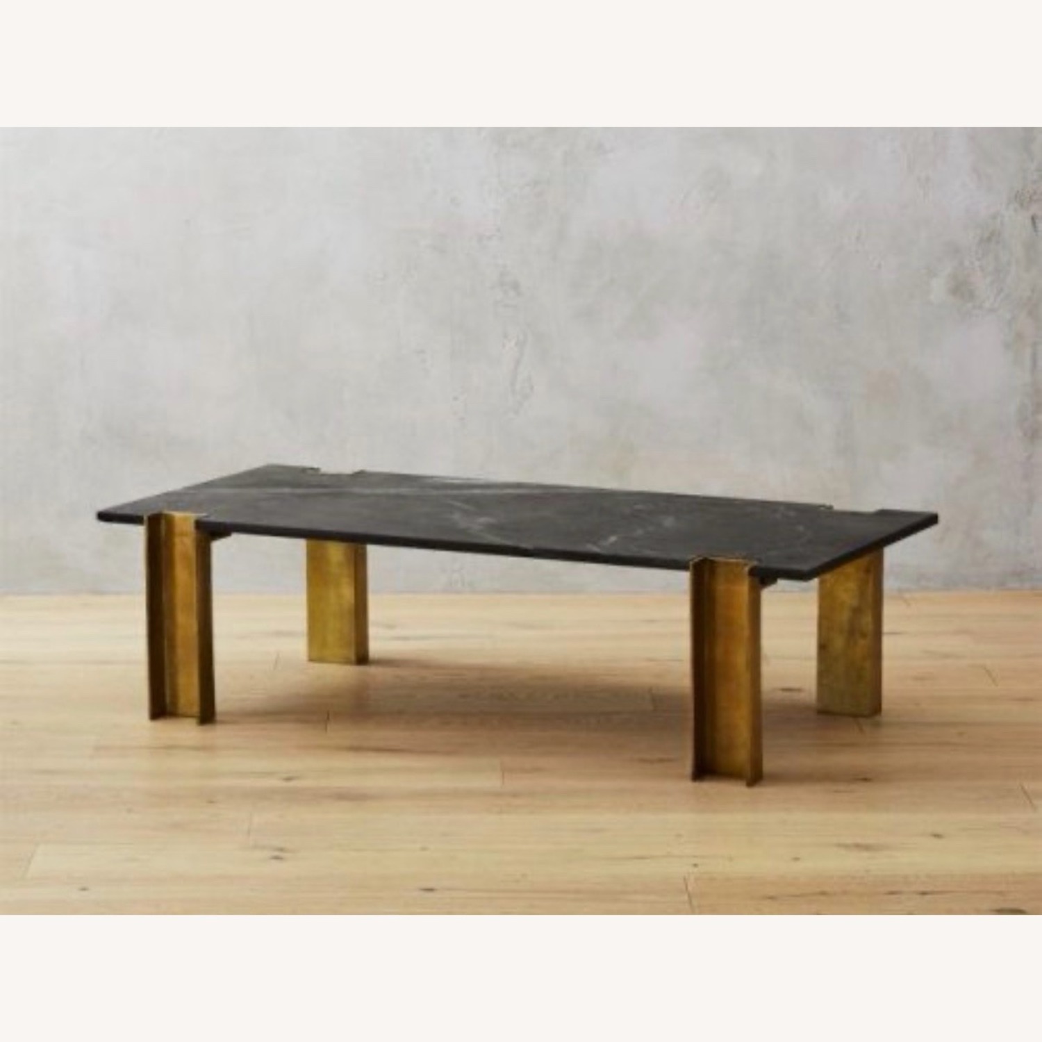 CB2 Black Marble Coffee Table with Brass Legs - image-2