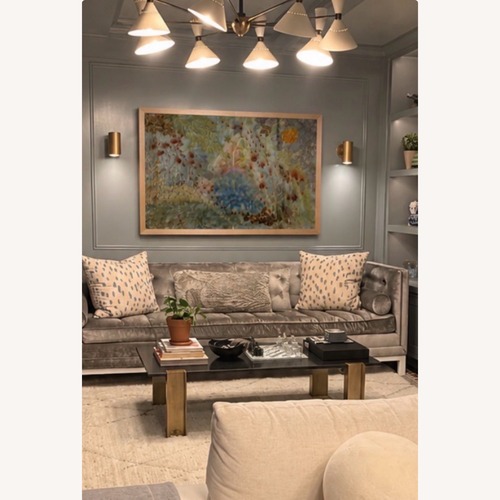 Used CB2 Black Marble Coffee Table with Brass Legs for sale on AptDeco