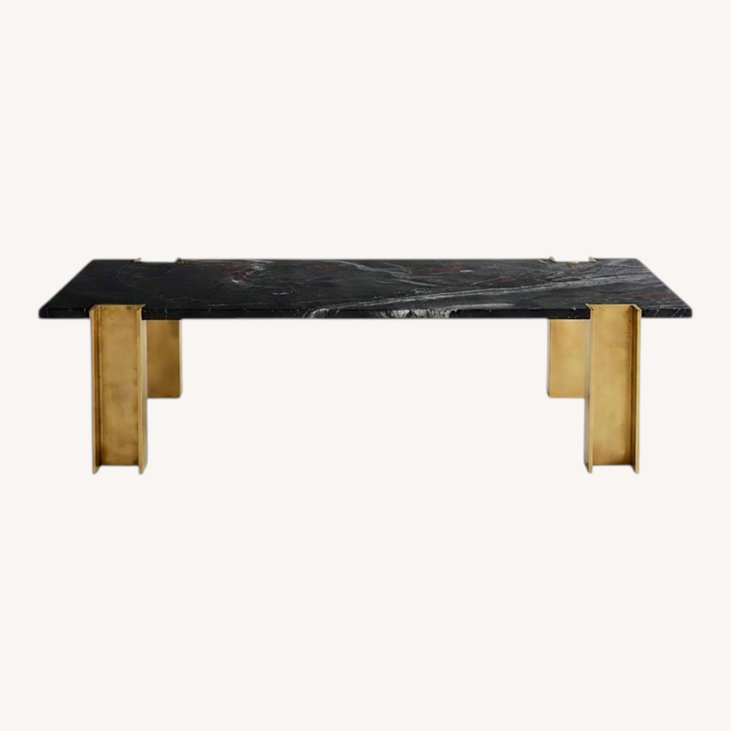 CB2 Black Marble Coffee Table with Brass Legs - image-0