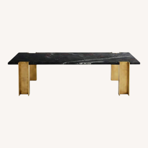 Used CB2 Black Marble Coffee Table with Brass Legs for sale on AptDeco