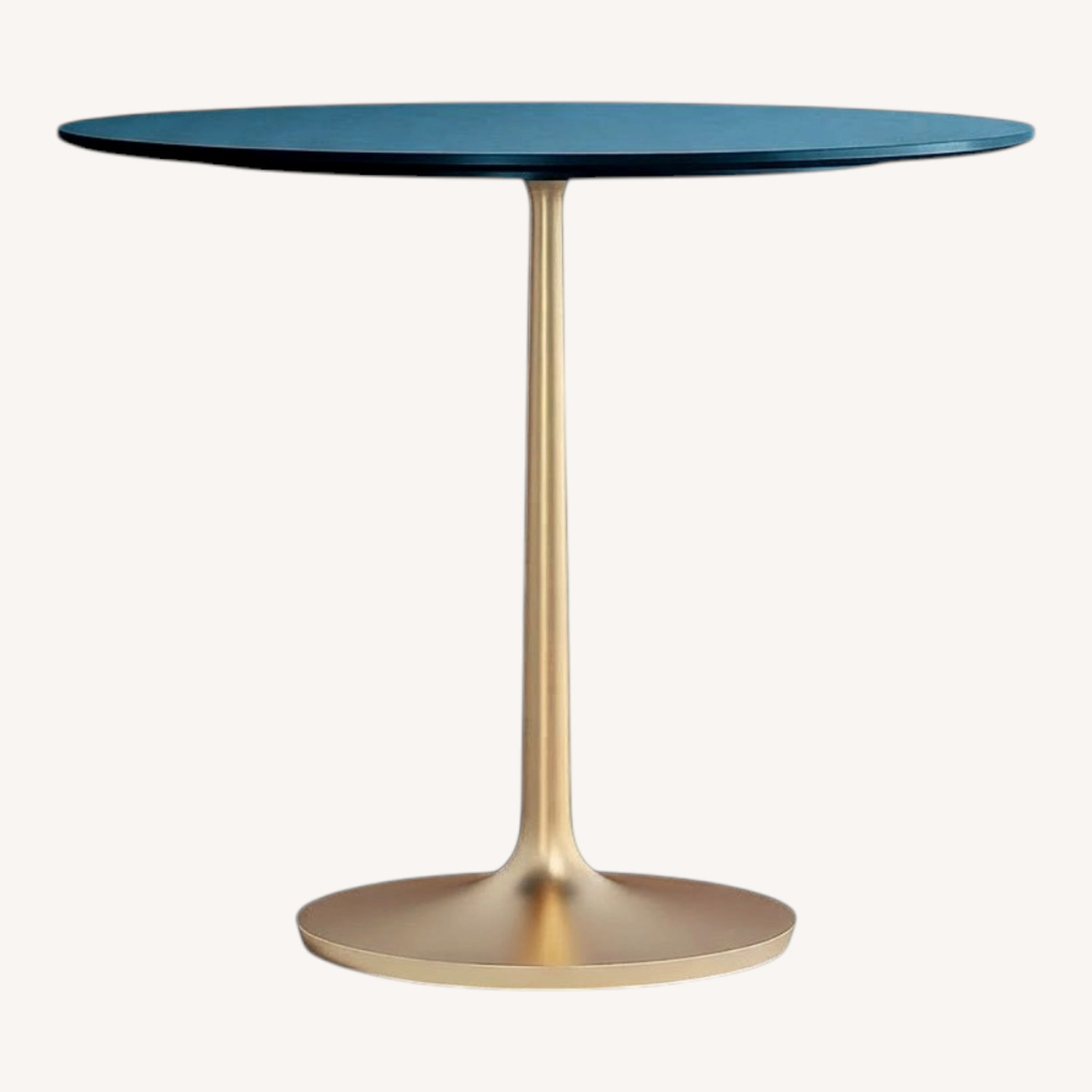 Crate& Barrel Blue Lacquer Table with Brass Base - image-0