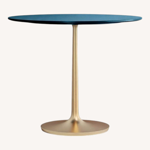 Used Crate& Barrel Blue Lacquer Table with Brass Base  for sale on AptDeco