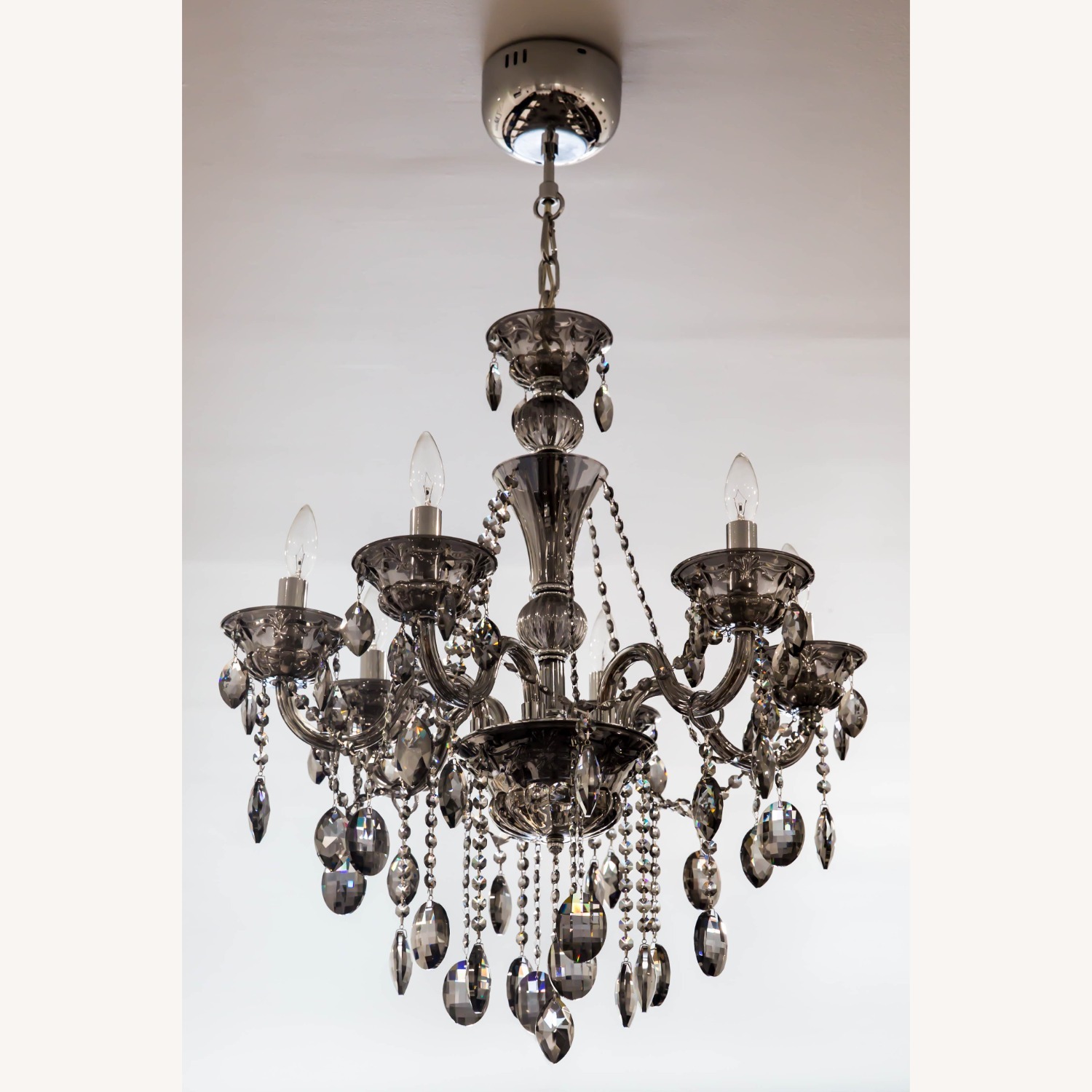 Crystal 6-Light Chandelier Smoked Gray - image-1