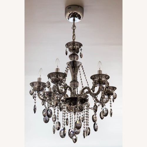 Used Crystal 6-Light Chandelier  Smoked Gray  for sale on AptDeco