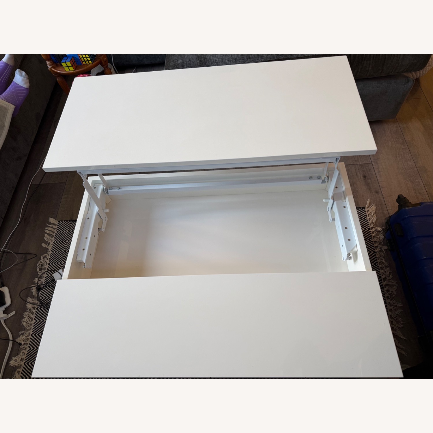 West Elm White Pop Up Coffee Table - image-8