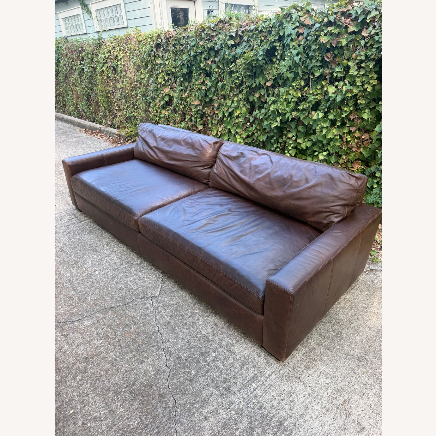 Restoration Hardware Maxwell Dark Brown Leather 9 Foot Sofa - image-6
