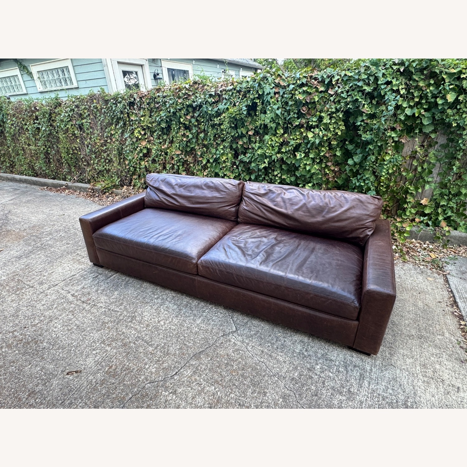 Restoration Hardware Maxwell Dark Brown Leather 9 Foot Sofa - image-3