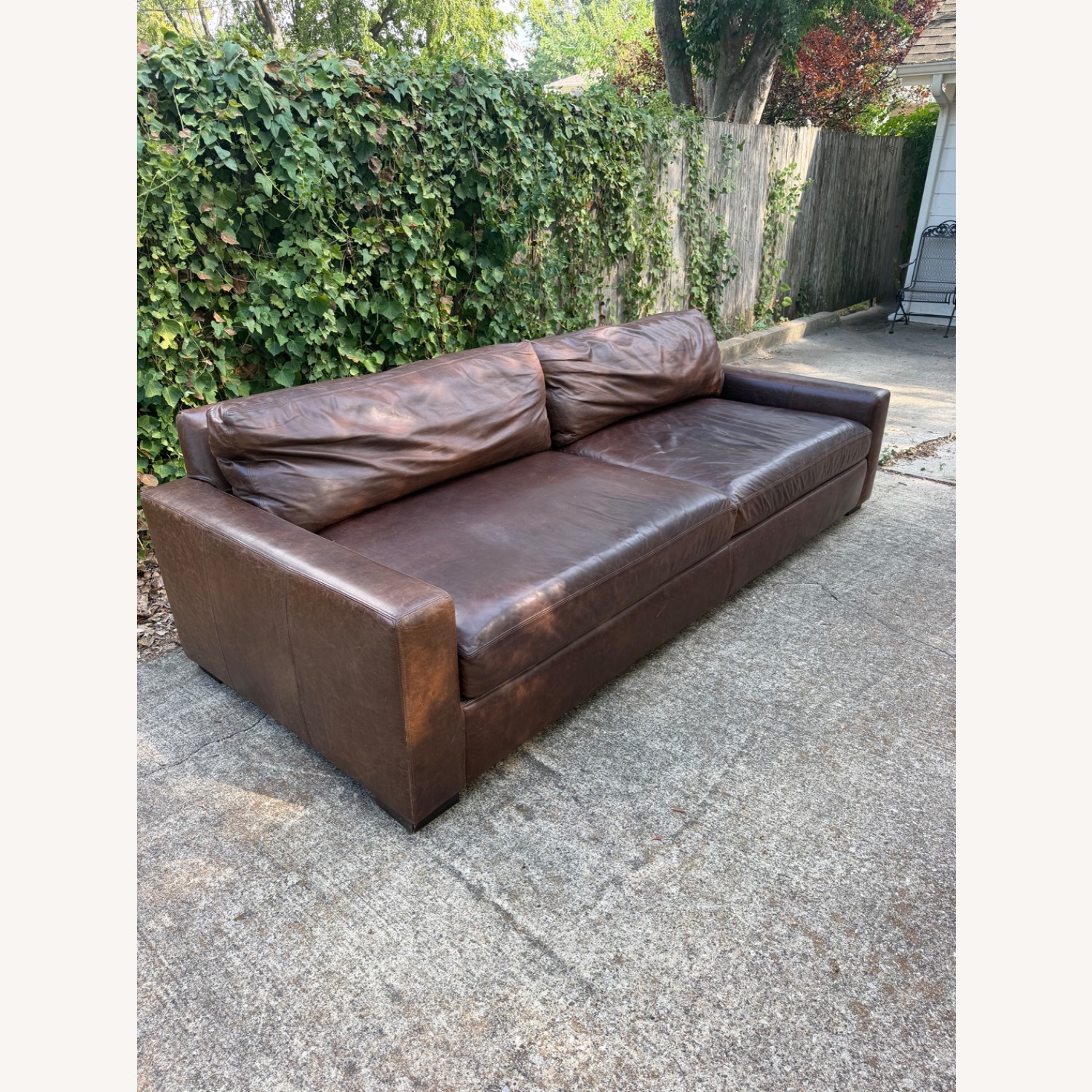 Restoration Hardware Maxwell Dark Brown Leather 9 Foot Sofa - image-7