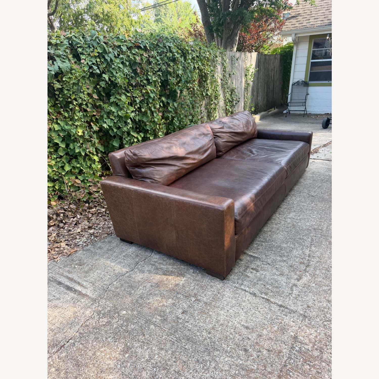 Restoration Hardware Maxwell Dark Brown Leather 9 Foot Sofa - image-8