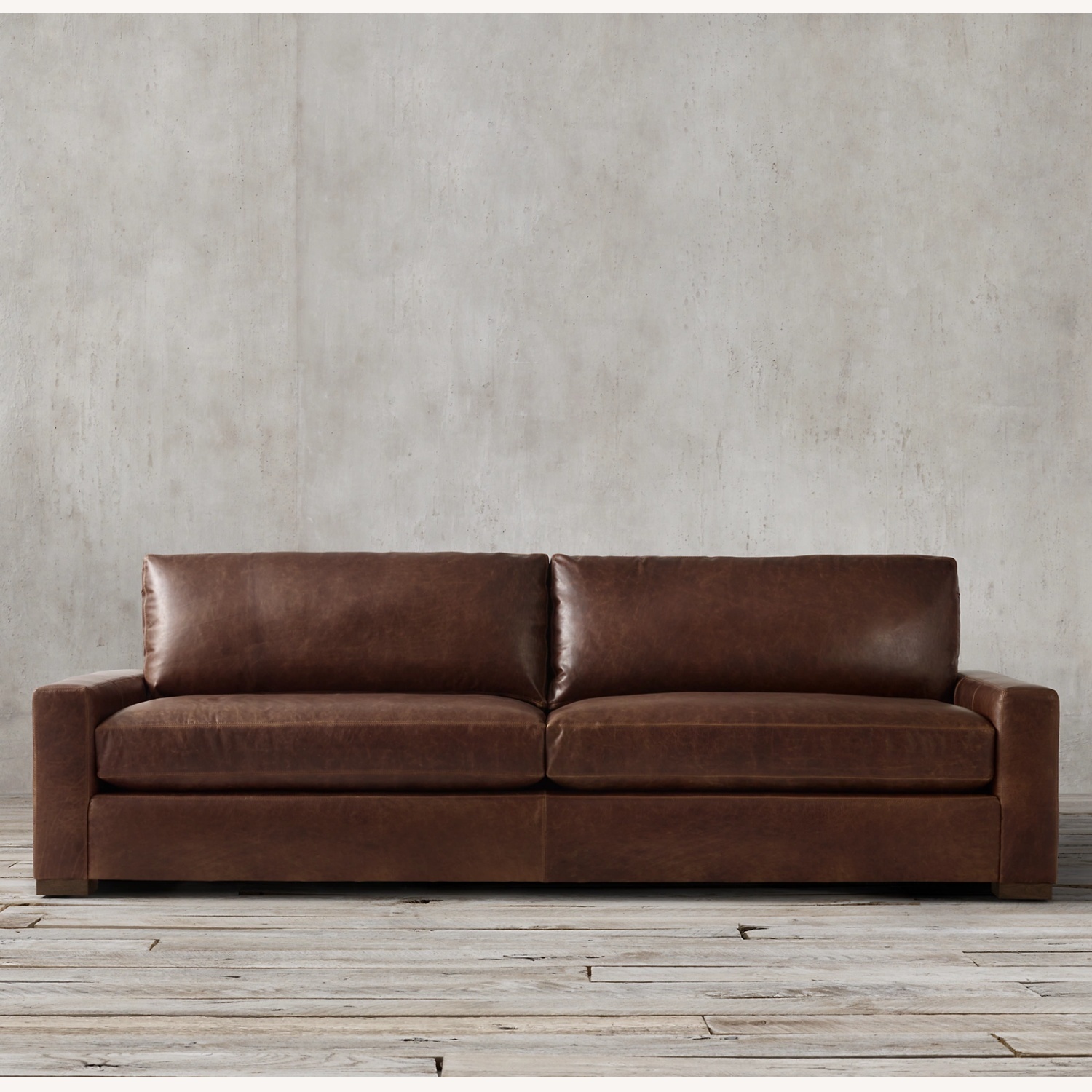 Restoration Hardware Maxwell Dark Brown Leather 9 Foot Sofa - image-9