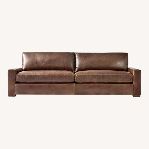 Used Restoration Hardware Maxwell Dark Brown Leather 9 Foot Sofa for sale on AptDeco