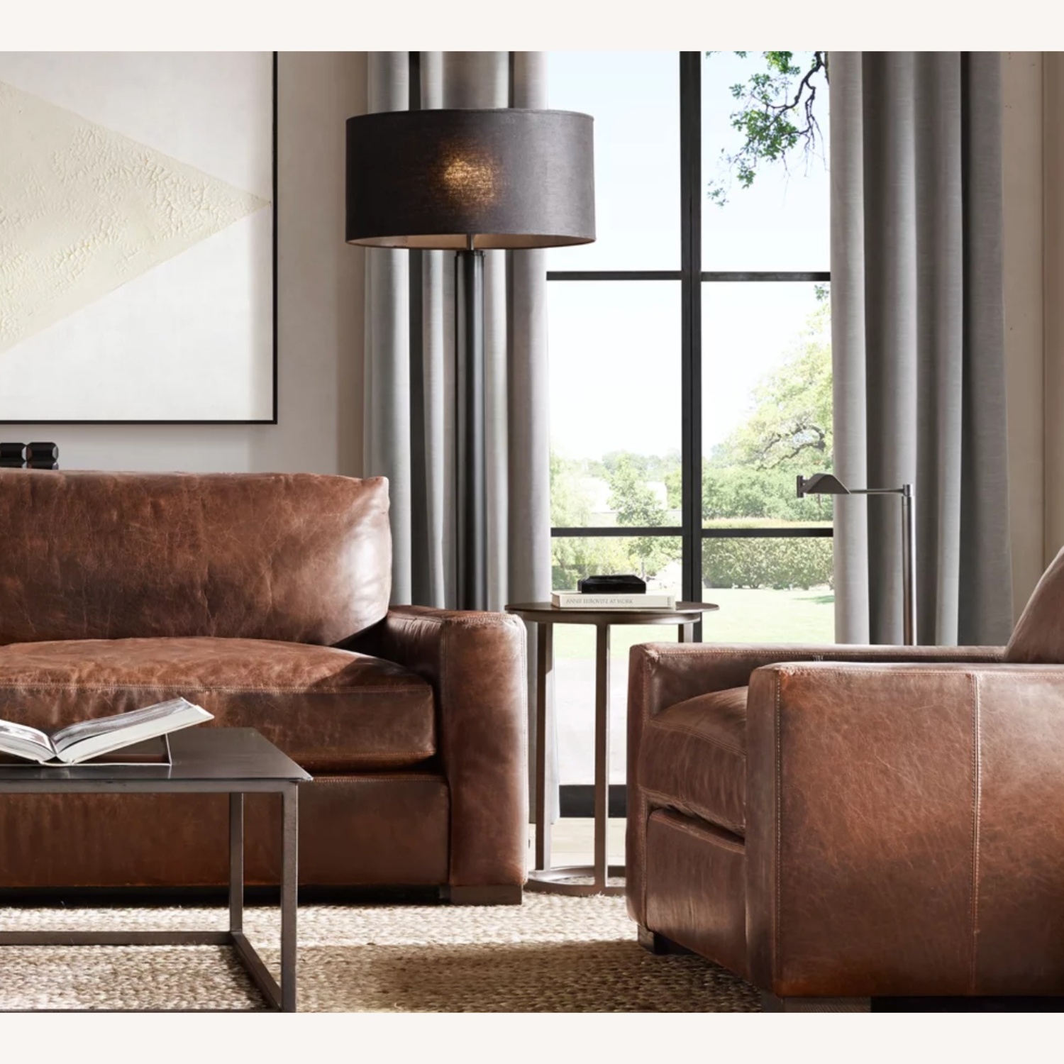 Restoration Hardware Maxwell Dark Brown Leather 9 Foot Sofa - image-12