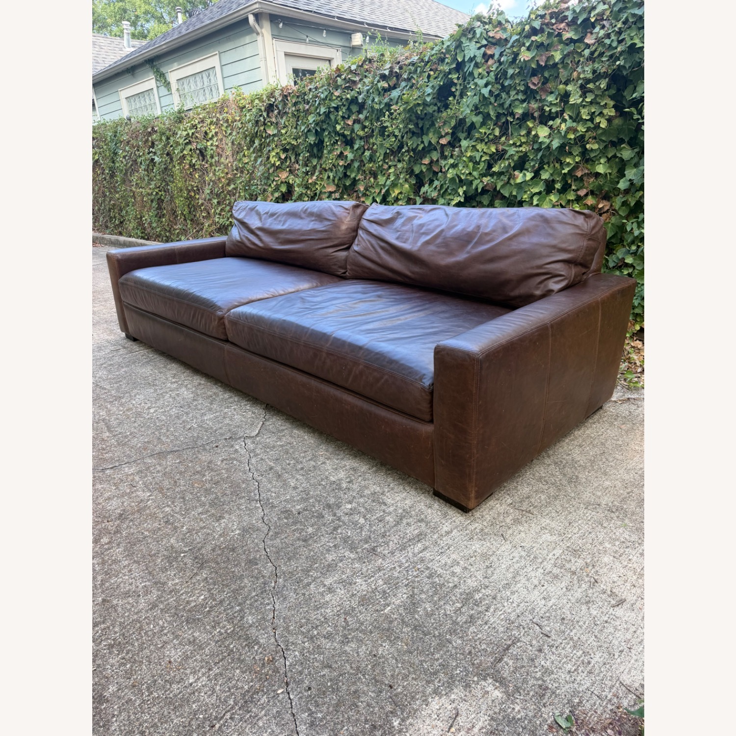 Restoration Hardware Maxwell Dark Brown Leather 9 Foot Sofa - image-5