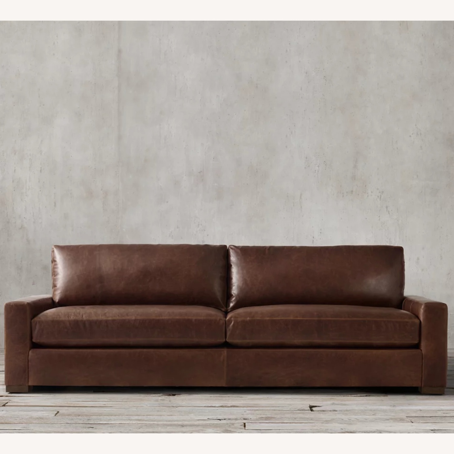 Restoration Hardware Maxwell Dark Brown Leather 9 Foot Sofa - image-10
