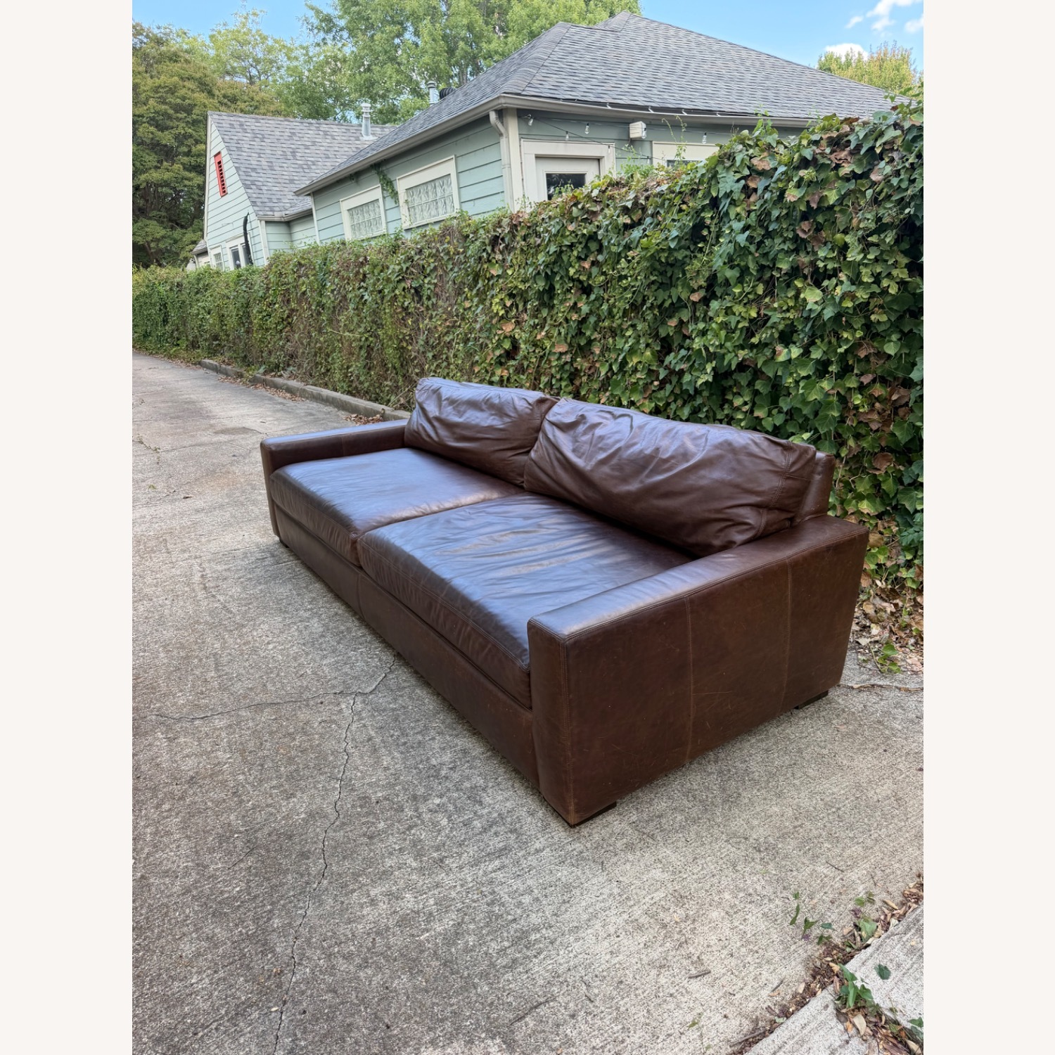 Restoration Hardware Maxwell Dark Brown Leather 9 Foot Sofa - image-4