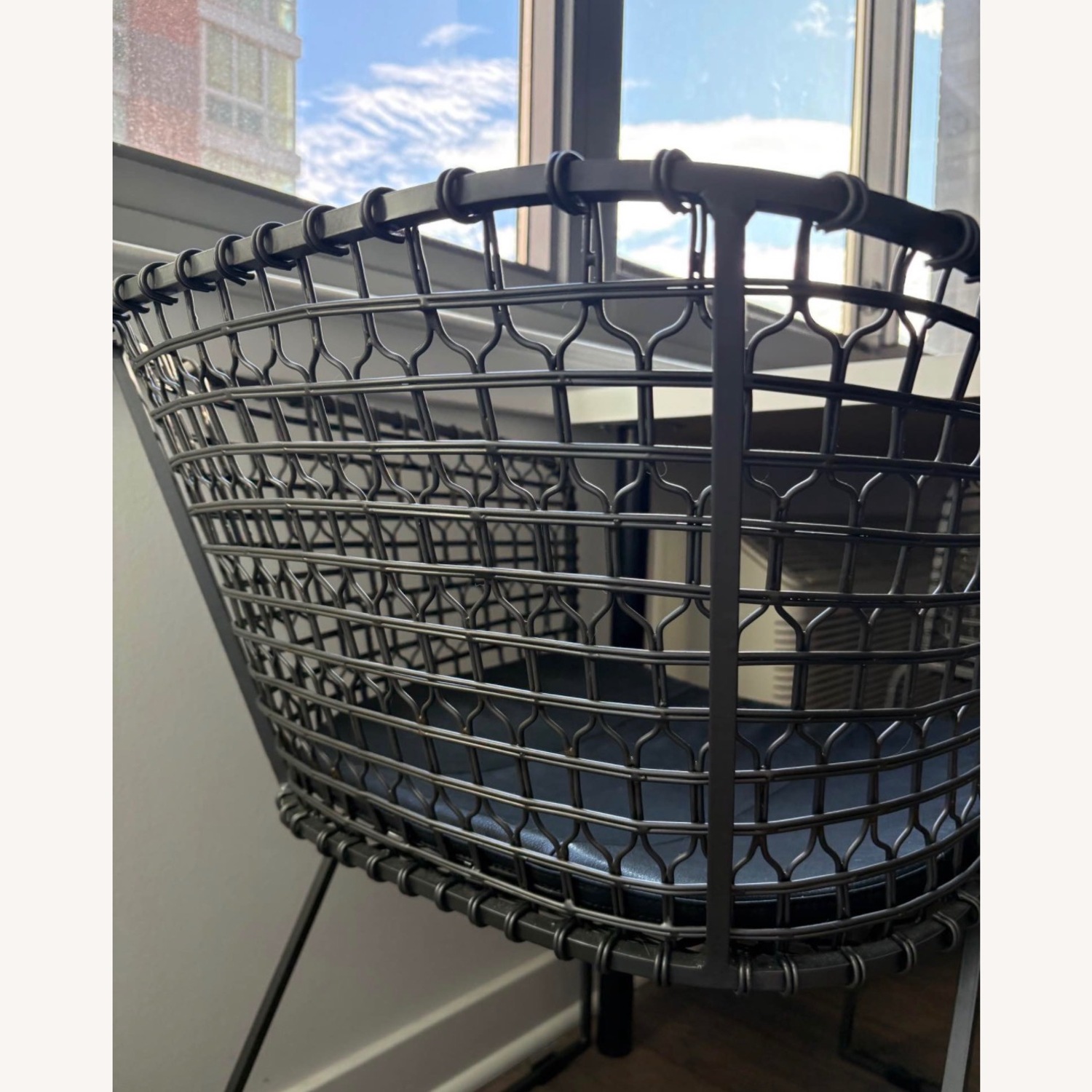 Crate & Barrel Black Metal Dining Chairs - image-4