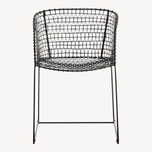 Used Crate & Barrel Black Metal Dining Chairs for sale on AptDeco