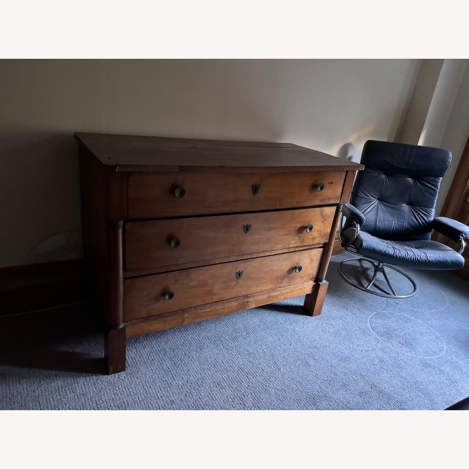 Vintage/Antique Dark Brown Wood Dresser - image-1