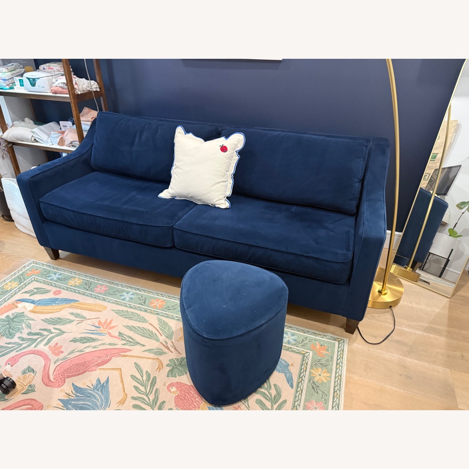 West Elm Ink Blue Velvet Sleeper Sofa - image-2