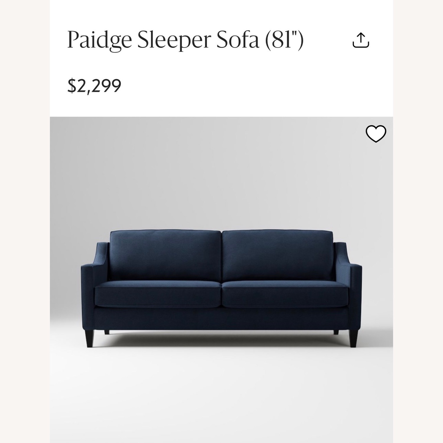 West Elm Ink Blue Velvet Sleeper Sofa - image-1