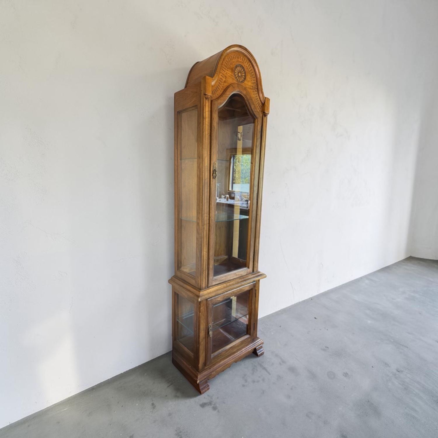 Natural Light Brown Antique China Cabinet - image-3
