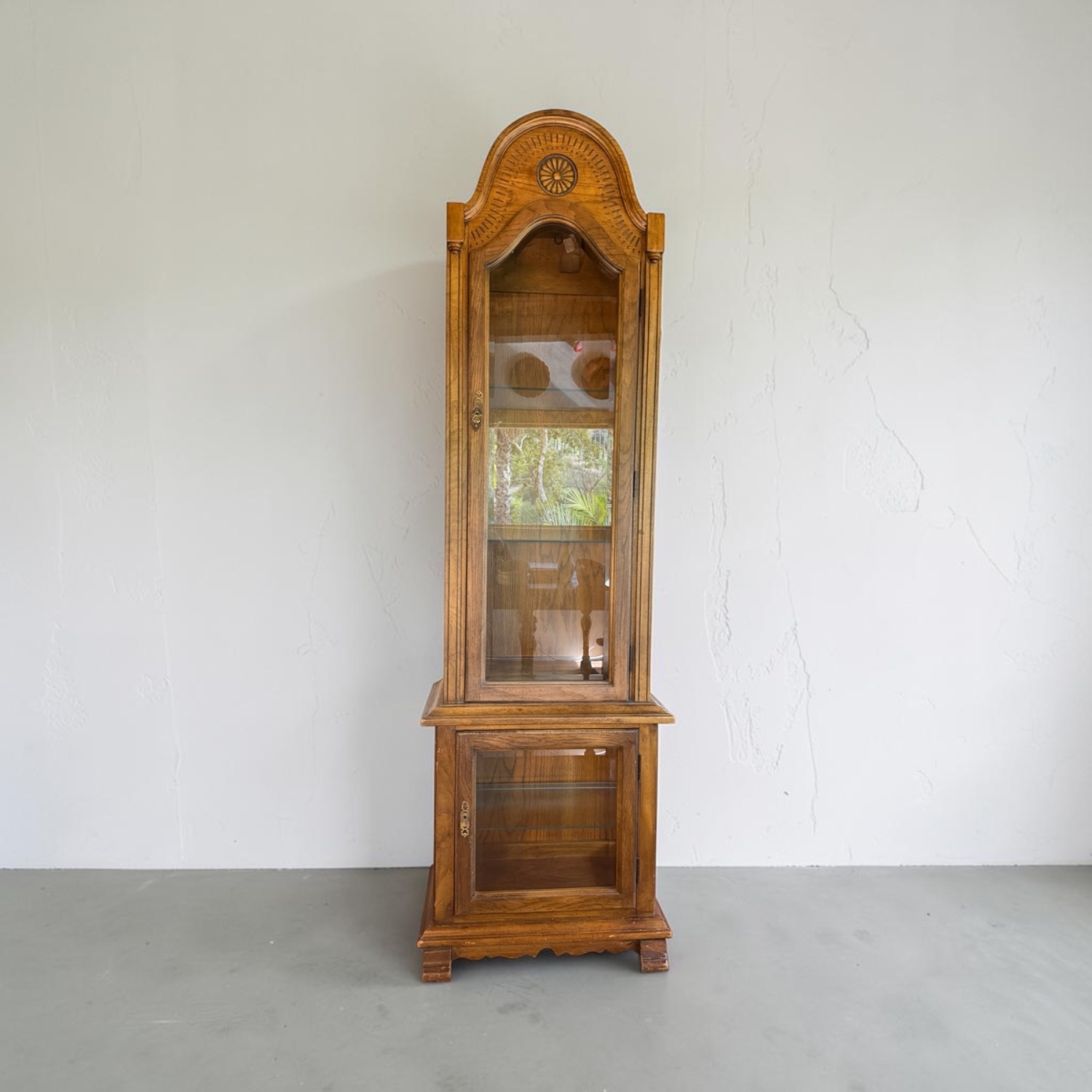 Natural Light Brown Antique China Cabinet - image-1