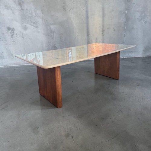 Used Ashley Furniture Wood and Marble Coffee Table for sale on AptDeco