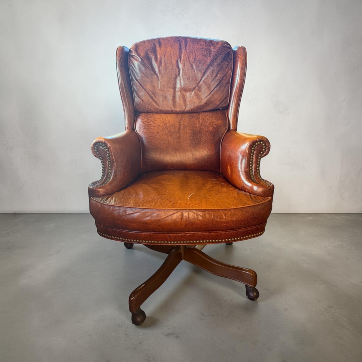 Vintage/Antique Dark Brown Leather Armchair - image-1