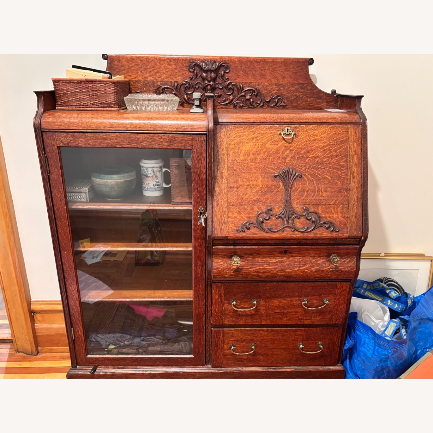 Vintage/Antique Dark Brown Wood Bookcase - image-3