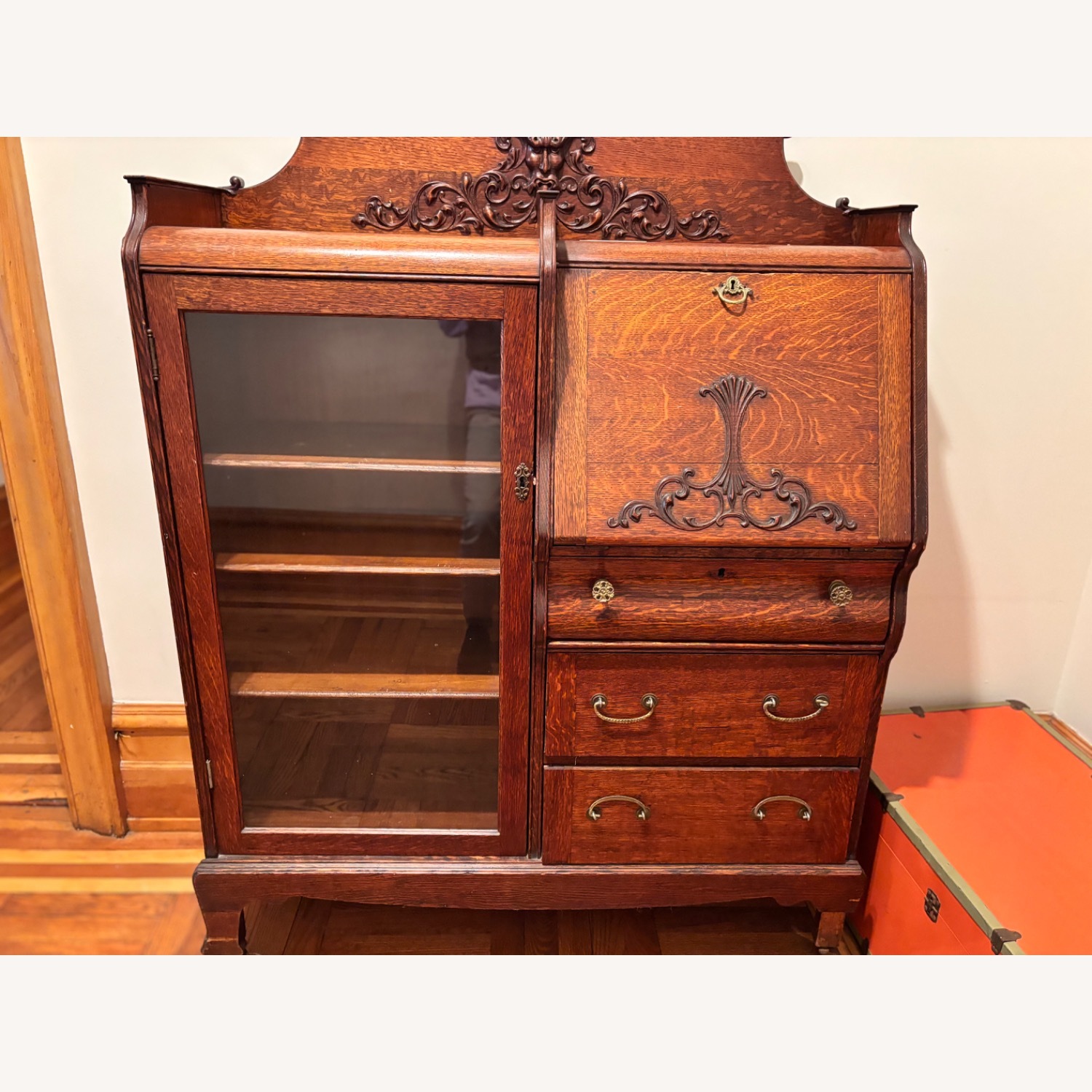Vintage/Antique Dark Brown Wood Bookcase - image-2