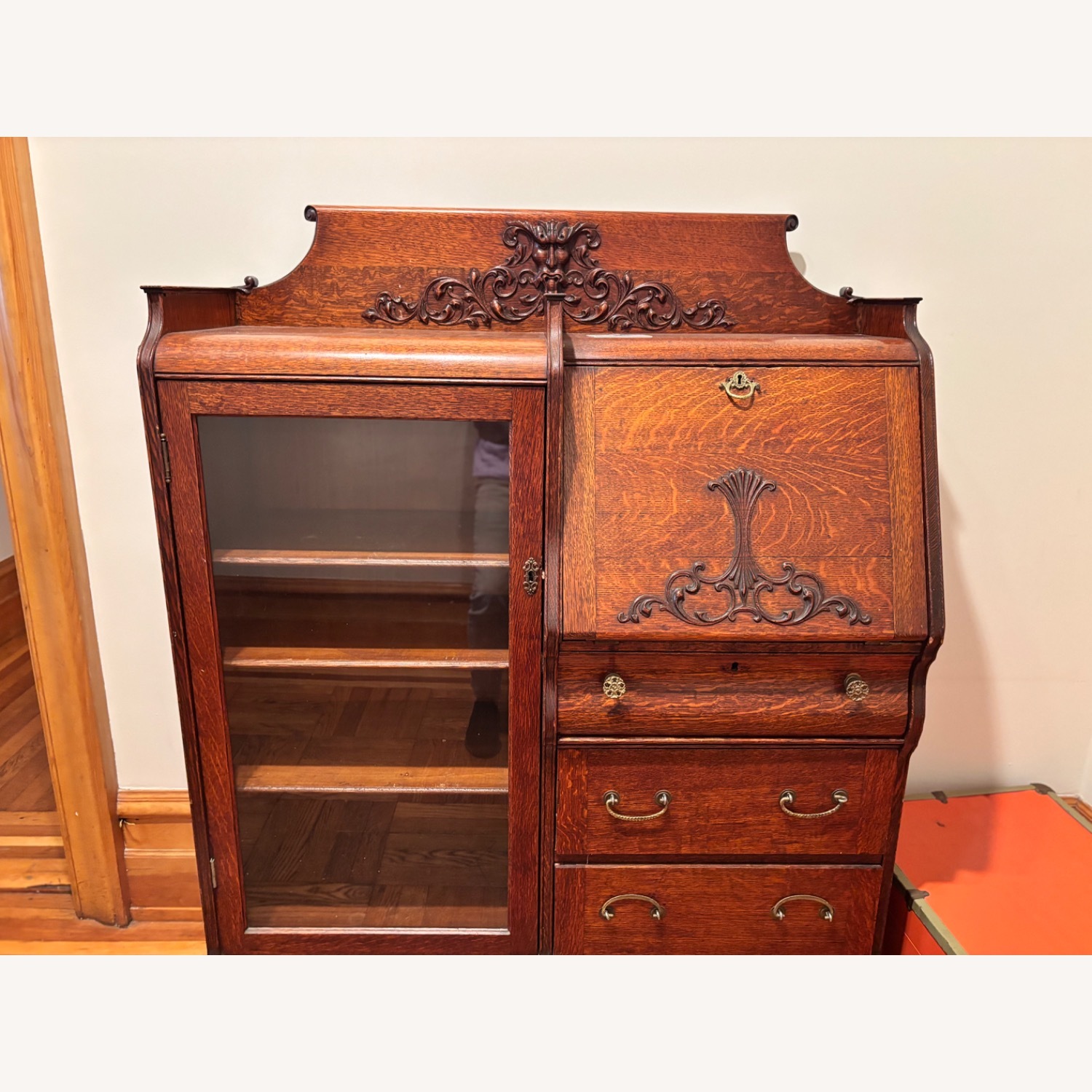 Vintage/Antique Dark Brown Wood Bookcase - image-1