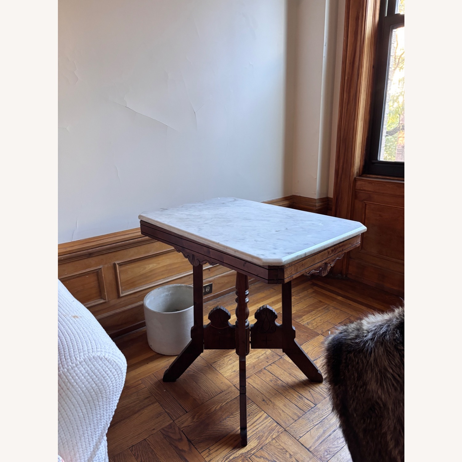 Vintage/Antique Dark Brown Wood Side Table - image-2