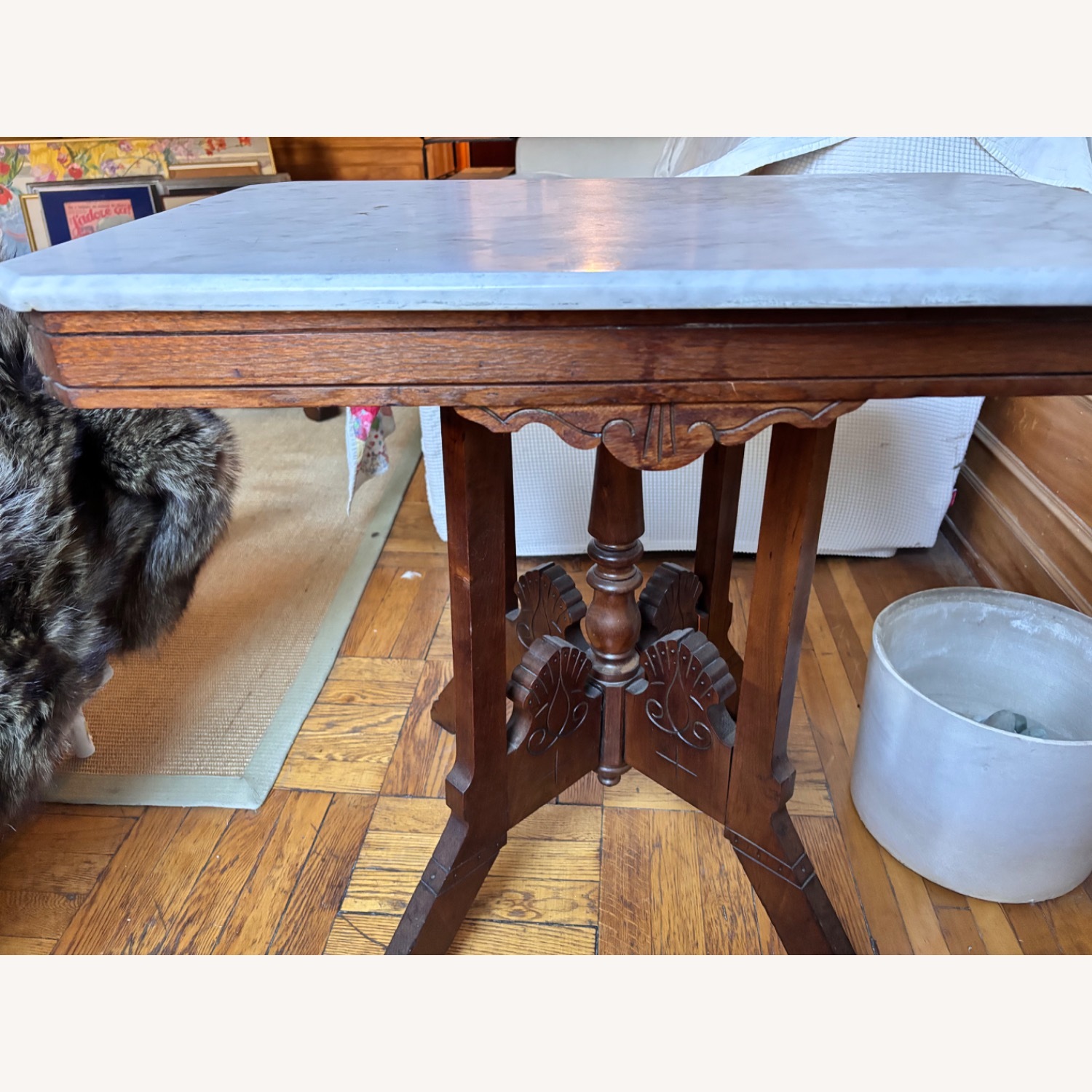 Vintage/Antique Dark Brown Wood Side Table - image-1