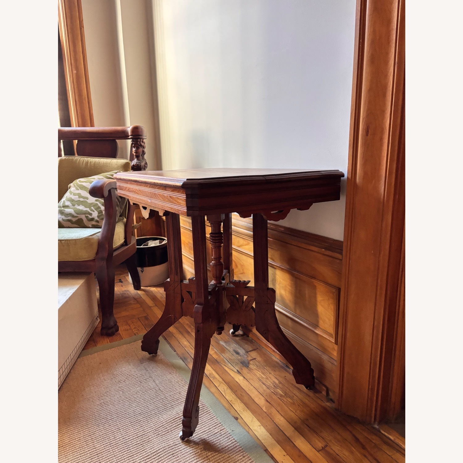 Vintage/Antique Dark Brown Wood Side Table - image-2